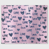 Fancy hartenroze blauwe marine Valentijn van glitt Cadeaupapier (Vlak)