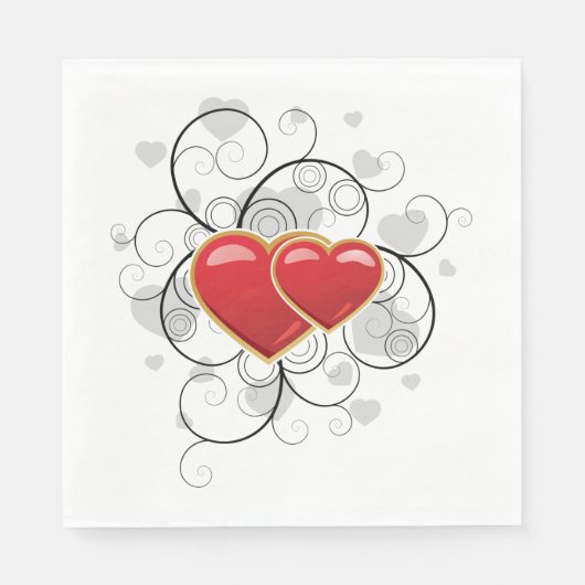 Fancy hartslag Red Love Napkins Servet (Voorkant)