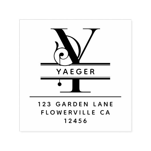 Fancy Head Letter - Y -  Retouradres Monogram Zelfinktende Stempel (Design)