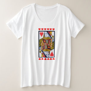 Fancy Heart Queen op het spelen van Kaart Red Hear Grote Maat T-shirt