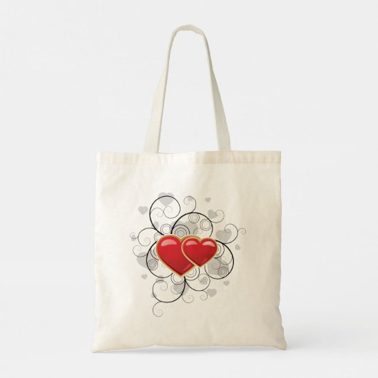 Fancy Heart Red Love Canvas tas (Achterkant)