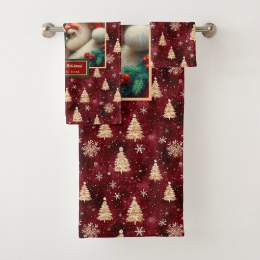 Fancy heer en mevrouw Claus Red Gold Badhanddoek Bad Handdoek (Insitu)