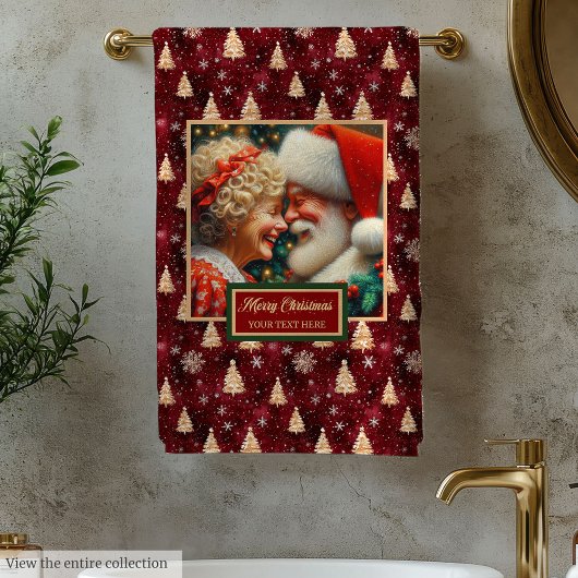 Fancy heer en mevrouw Claus Red Gold Badhanddoek Bad Handdoek