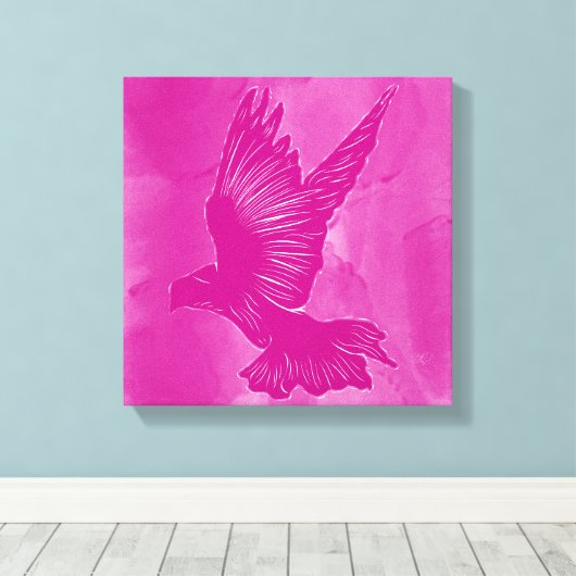 Fancy Heilige Geest Duif Abstract - Roze Canvas Afdruk (Insitu (Houten vloer))