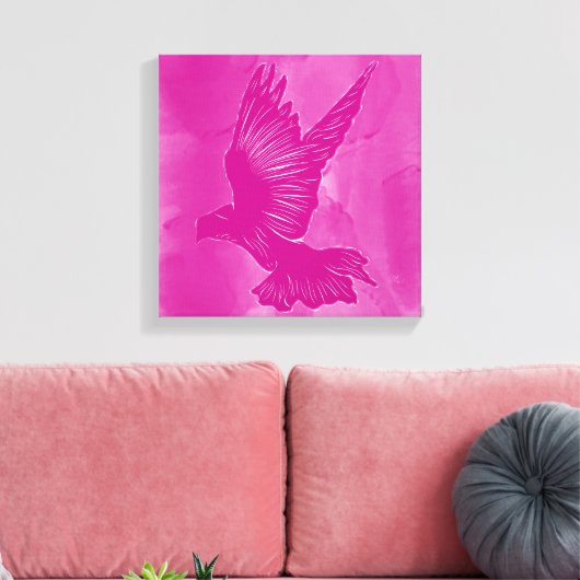 Fancy Heilige Geest Duif Abstract - Roze Canvas Afdruk (Insitu (Woonkamer))