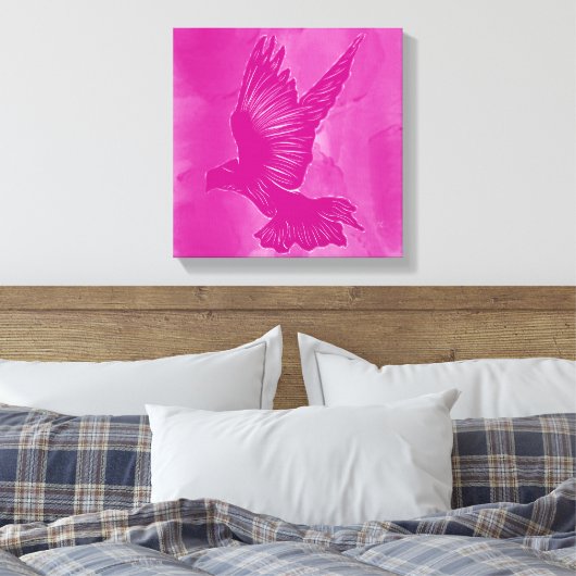Fancy Heilige Geest Duif Abstract - Roze Canvas Afdruk (Insitu (Slaapkamer))