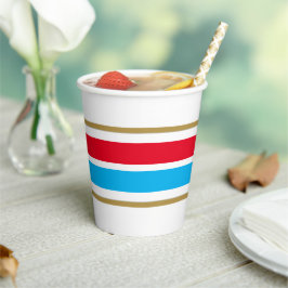 Fancy Helder Hemelsblauw Rood Racing Stripes op Wi Papieren Bekers