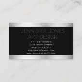Fancy Helder Zilver Licht Moderne Stijlvolle Artsy Visitekaartje (Achterkant)