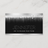 Fancy Helder Zilver Licht Moderne Stijlvolle Artsy Visitekaartje (Voorkant)