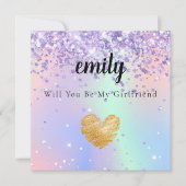 Fancy Holographic Will you be My Vriendin Kaart (Voorkant)