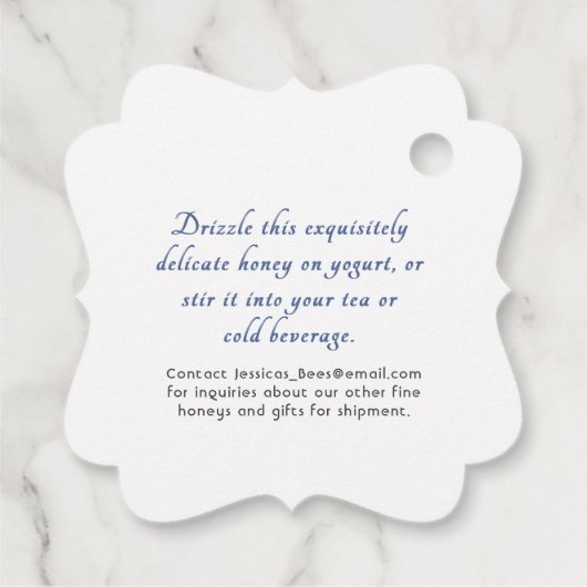 Fancy Honey Jar Neck Label met Blue Wildflower (Achterkant)