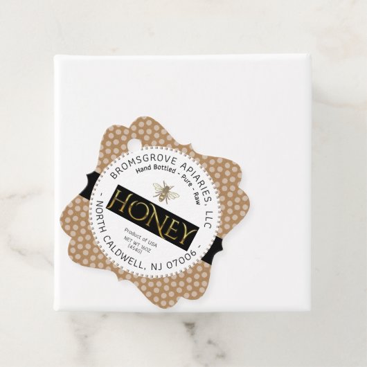 Fancy honingetiket Voeding Label Kraft Polka Dot. (In situ)