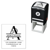 Fancy hoofdletter - A - Monogram retouradres Zelfinktende Stempel (In situ)