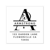 Fancy hoofdletter - A - Monogram retouradres Zelfinktende Stempel (Design)