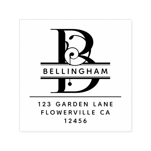 Fancy hoofdletter - B - Terugkeeradres Monogram Zelfinktende Stempel (Design)