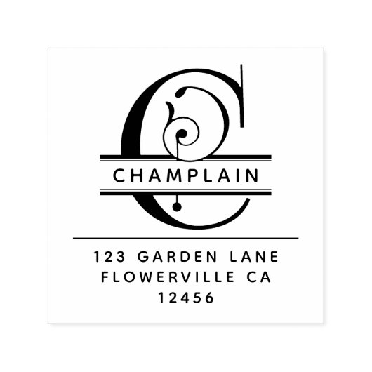 Fancy hoofdletter - C - Terugkeeradres Monogram Zelfinktende Stempel (Design)