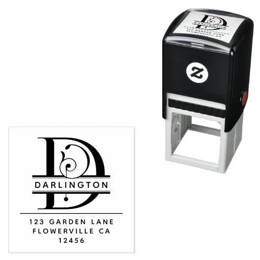 Fancy hoofdletter - D - Retouradres Monogram Zelfinktende Stempel (In situ)