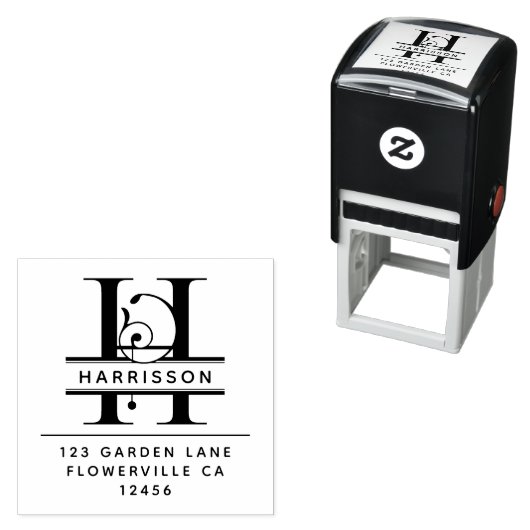 Fancy hoofdletter - H - Retouradres Monogram Zelfinktende Stempel (In situ)