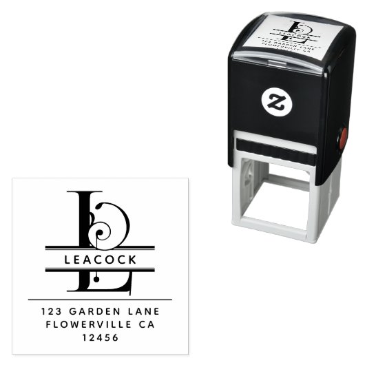 Fancy hoofdletter - L - Terugkeeradres Monogram Zelfinktende Stempel (In situ)
