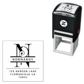 Fancy hoofdletter - N - Terugkeeradres Monogram Zelfinktende Stempel (In situ)