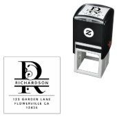 Fancy hoofdletter - R - Retouradres Monogram Zelfinktende Stempel (In situ)