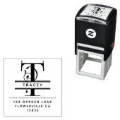 Fancy hoofdletter - T - Retouradres Monogram Zelfinktende Stempel (In situ)