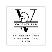Fancy hoofdletter - V - Retouradres Monogram Zelfinktende Stempel (Design)