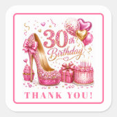 Fancy Hot Roze Glitter 30th Verjaardag Stickers (Voorkant)