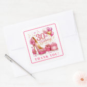 Fancy Hot Roze Glitter 30th Verjaardag Stickers (Envelop)