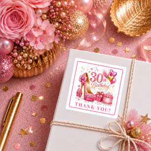 Fancy Hot Roze Glitter 30th Verjaardag Stickers