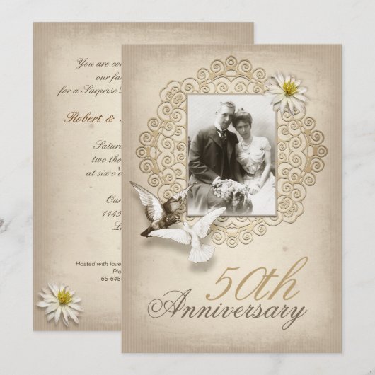 fancy huwelijksfeestdag kaart (Voorkant / Achterkant)