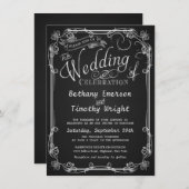 Fancy huwelijksuitnodigingen op Chalkboard Kaart (Voorkant / Achterkant)