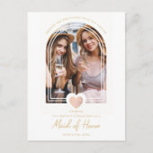 Fancy-id van Honor Pink Heart Foto Voorstel Briefkaart (Voorkant)