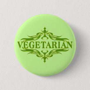Fancy in het groen - vegetarisch ronde button 5,7 cm