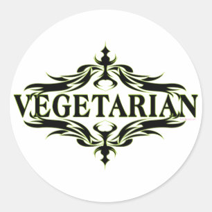 Fancy in het zwart - vegetarisch ronde sticker