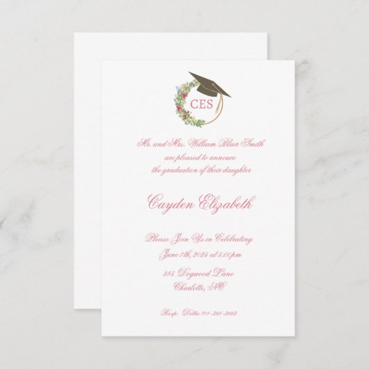 Fancy in roze Afstuderen Kaart (Voorkant / Achterkant)