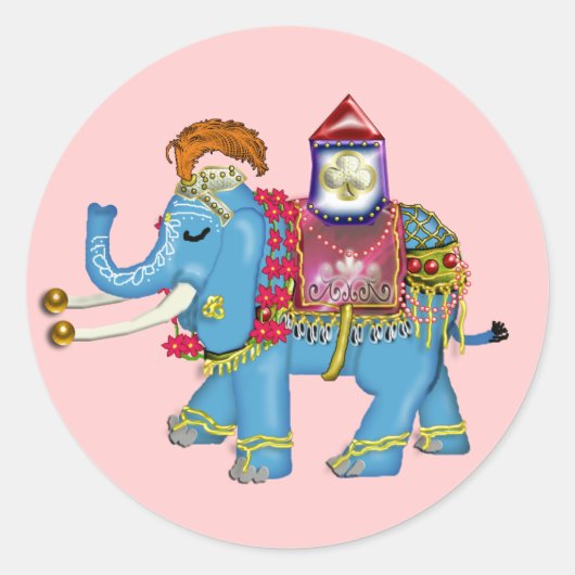 fancy Indische olifant Ronde Sticker (Voorkant)
