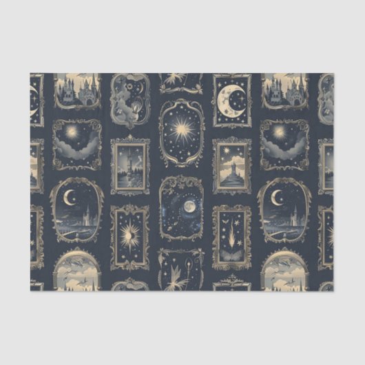 Fancy ingelijste hemelse Afbeeldingen op blauwe ac Tissuepapier (Voorkant)