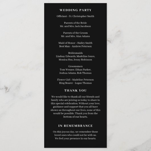 Fancy Initialen BEWERKBAAR KLEUR bruiloft programm Programmakaart (Achterkant)