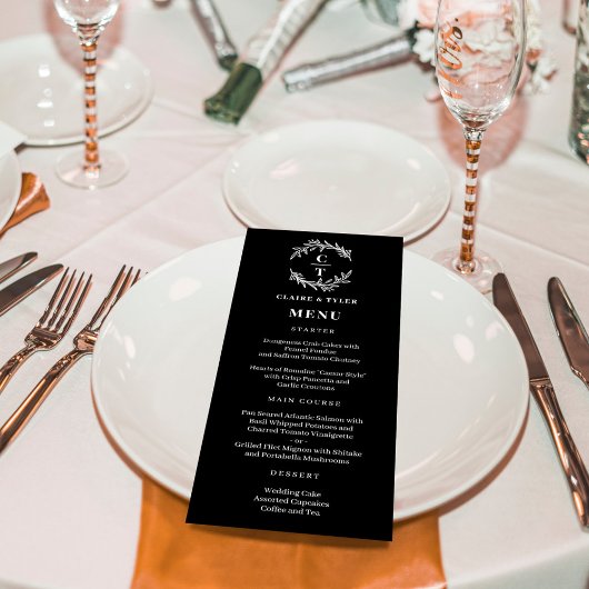 Fancy Initialen BEWERKBARE KLEUR Bruiloft Menu Kaa