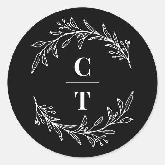 Fancy Initialen bewerkbare kleur bruiloft stickers (Voorkant)