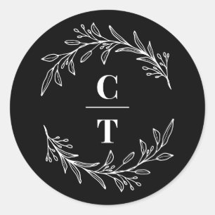 Fancy Initialen bewerkbare kleur bruiloft stickers