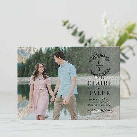 Fancy Initialen Bewerkbare kleur De datum Kaart op (Staand voorkant)