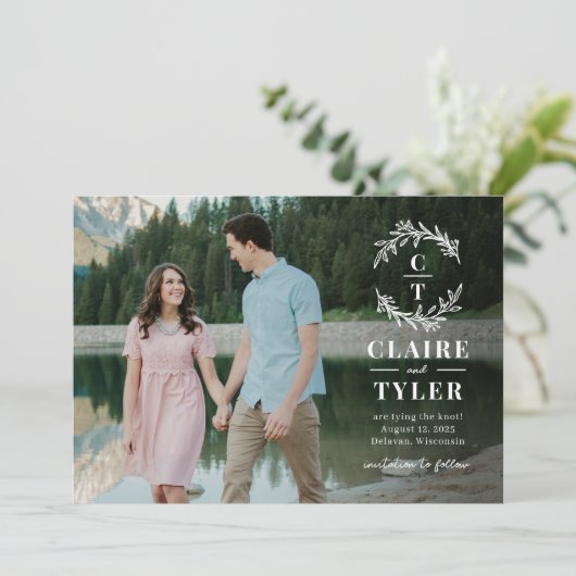 Fancy Initialen Bewerkbare kleur De datum Kaart op (Staand voorkant)