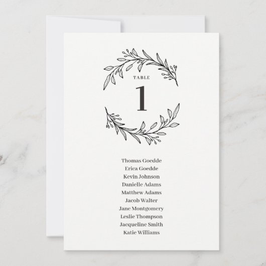 Fancy Initialen BEWERKBARE KLEUR Tafel Zitplaatsen Kaart (Voorkant)