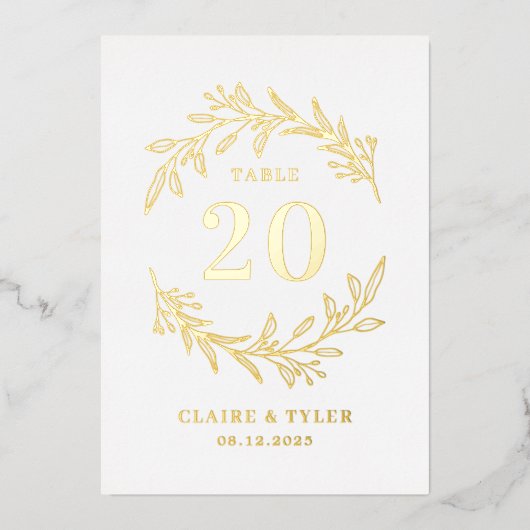 Fancy Initialen ECHTE FOLIE Tafelnummer Kaart (Voorkant)