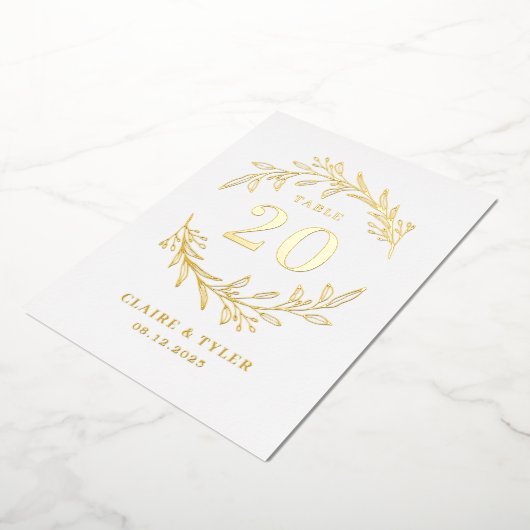 Fancy Initialen ECHTE FOLIE Tafelnummer Kaart (Gedraaid)