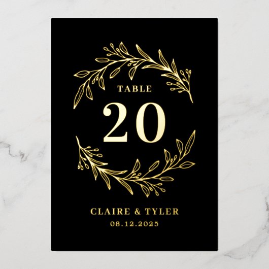 Fancy Initialen ECHTE FOLIE Tafelnummer Kaart (Voorkant)