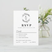 Fancy Initialen Eenvoudige Monogram Bruiloft RSVP  Kaart (Staand voorkant)
