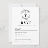 Fancy Initialen Eenvoudige Monogram Bruiloft RSVP  Kaart (Voorkant)